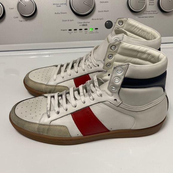 NWOT Saint Laurent White and Red Leather Sneakers - Picture 7 of 12